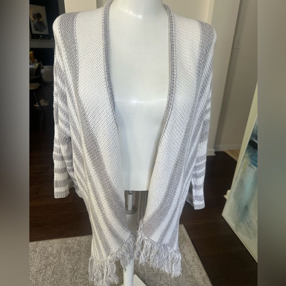Wooden Ships Lightweight Fringed Cardigan Sweater XS